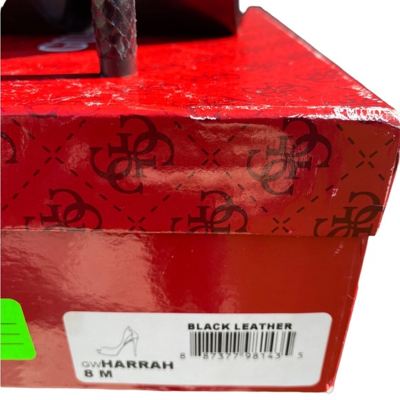 Guess Harrah Peep-toe Black Leather Heels 8 - Picture 11 of 12